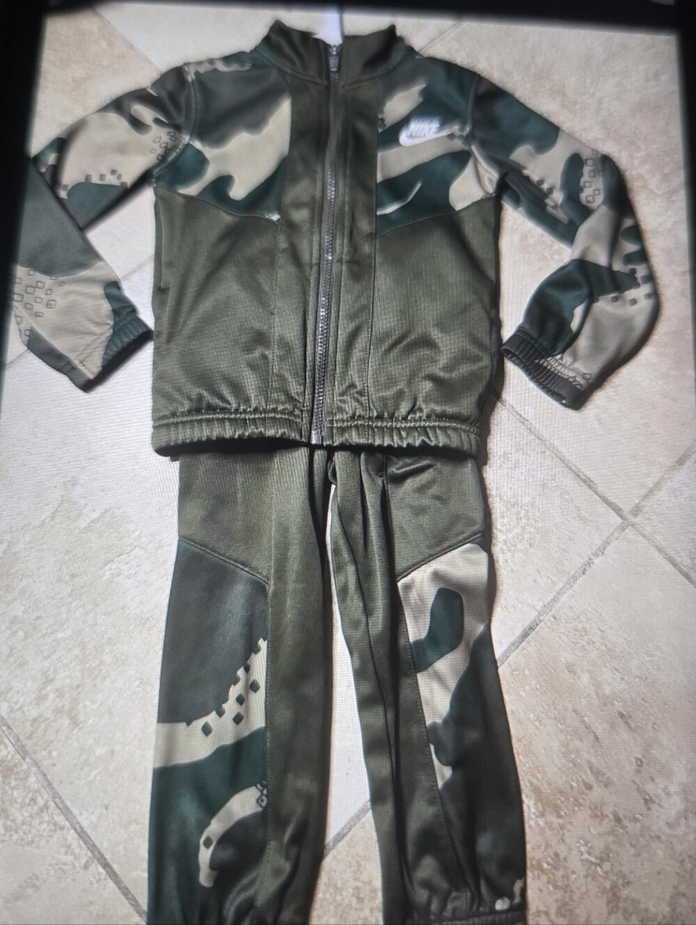 Nike Olive Green Camo Kids Track Jacket & Pants
